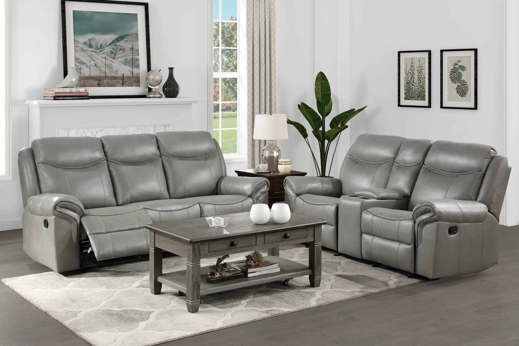 Sale American Furniture Galleries Aram Double Manual Reclining Loveseat