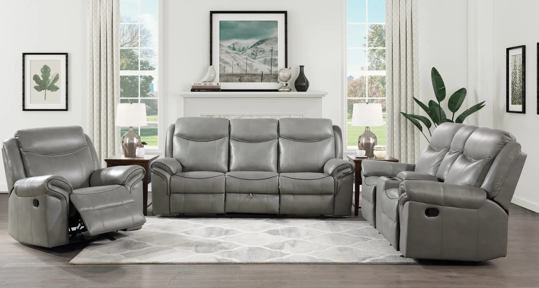 Sale American Furniture Galleries Aram Double Manual Reclining Loveseat