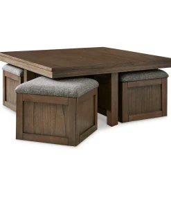 Hot American Furniture Galleries Boardernest Coffee Table with 4 Stools