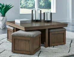 Hot American Furniture Galleries Boardernest Coffee Table with 4 Stools
