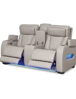 Fashion American Furniture Galleries Boyington Power Recl Loveseat w/ Console & Adj Hdrsts